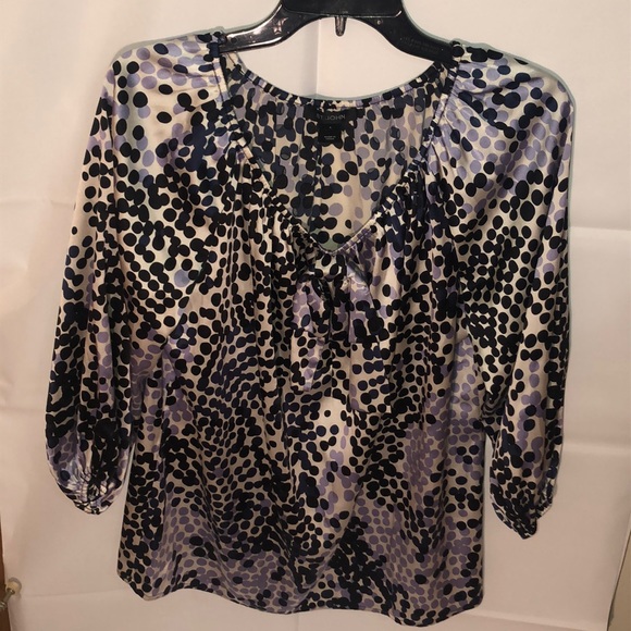 St. John Tops - St. John Polka Dot 3/4 Sleeve Silk Blouse